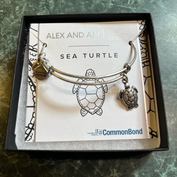 NIB Alex and Ani Charity Sea Turtle Silver Bangle - Picture 2 of 6